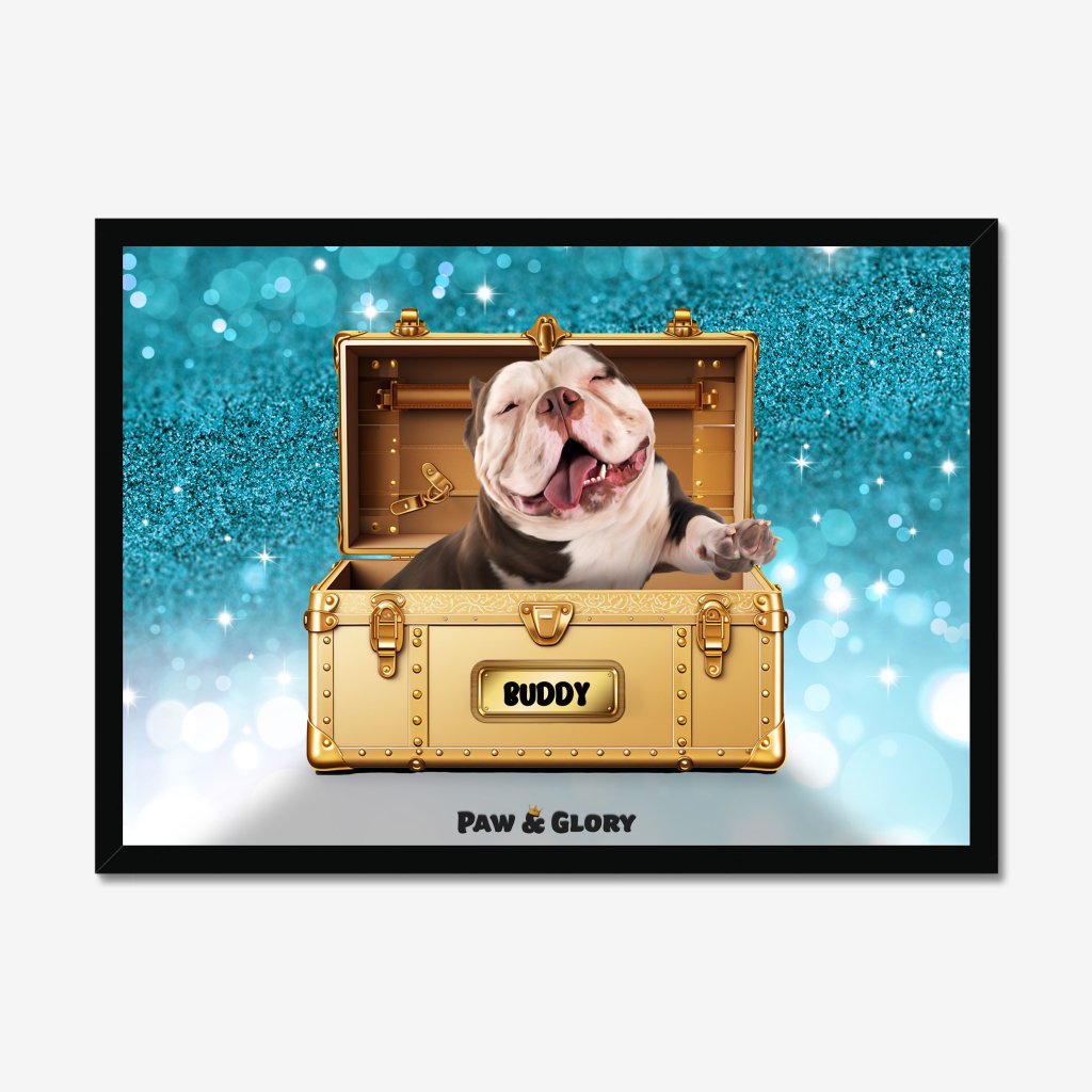 Pet Portraits | Glamour in Gold Luxury Trunk: Custom Pet Portrait | Paw & Glory