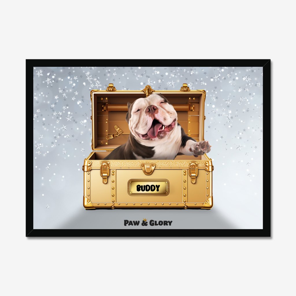Pet Portraits | Glamour in Gold Luxury Trunk: Custom Pet Portrait | Paw & Glory