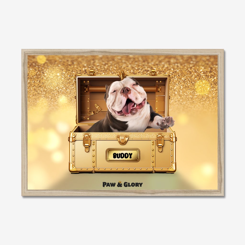 Pet Portraits | Glamour in Gold Luxury Trunk: Custom Pet Portrait | Paw & Glory