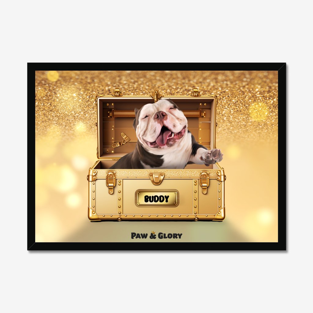 Pet Portraits | Glamour in Gold Luxury Trunk: Custom Pet Portrait | Paw & Glory