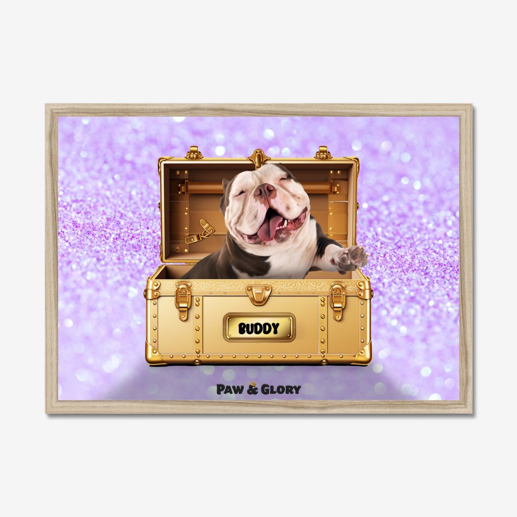 Pet Portraits | Glamour in Gold Luxury Trunk: Custom Pet Portrait | Paw & Glory