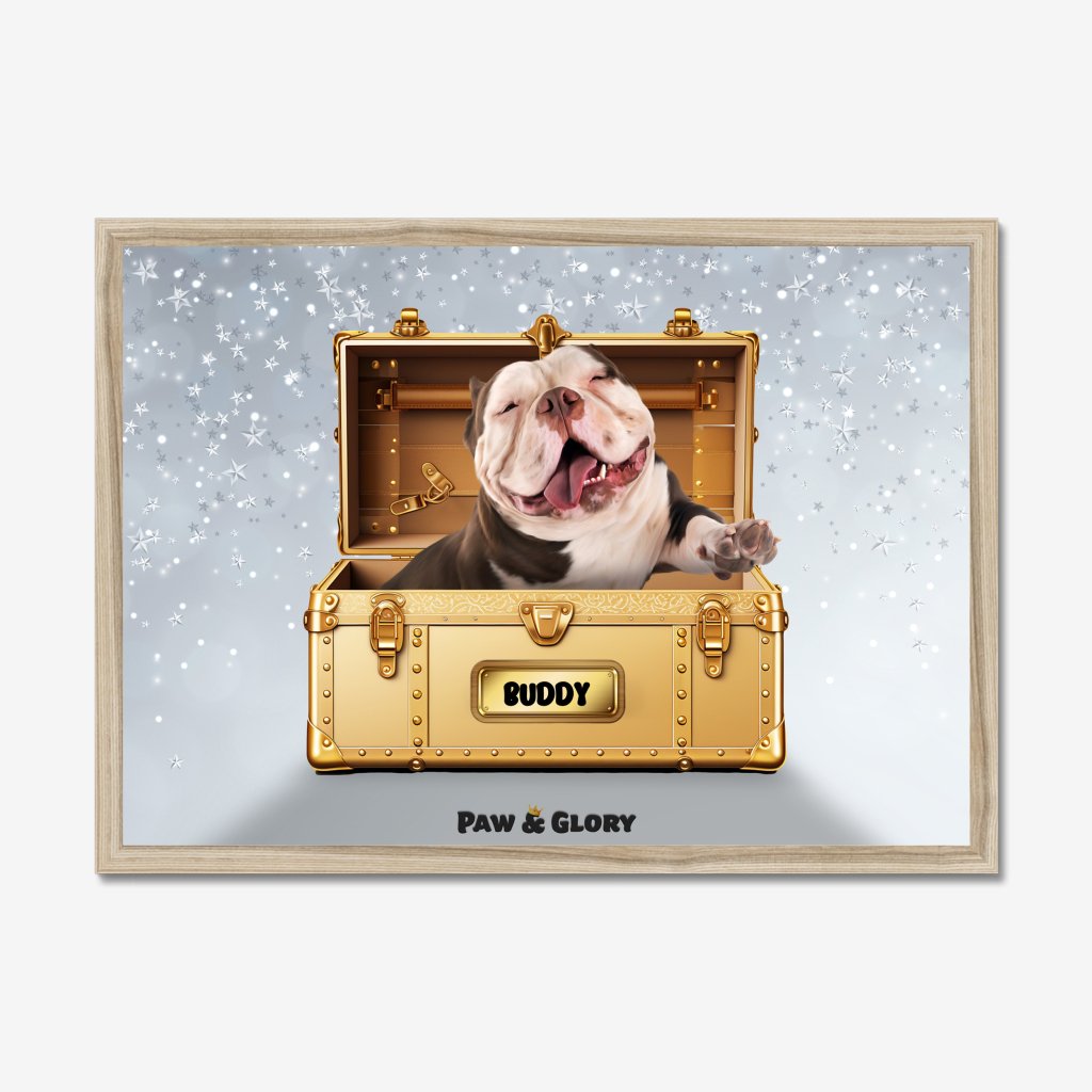 Pet Portraits | Glamour in Gold Luxury Trunk: Custom Pet Portrait | Paw & Glory