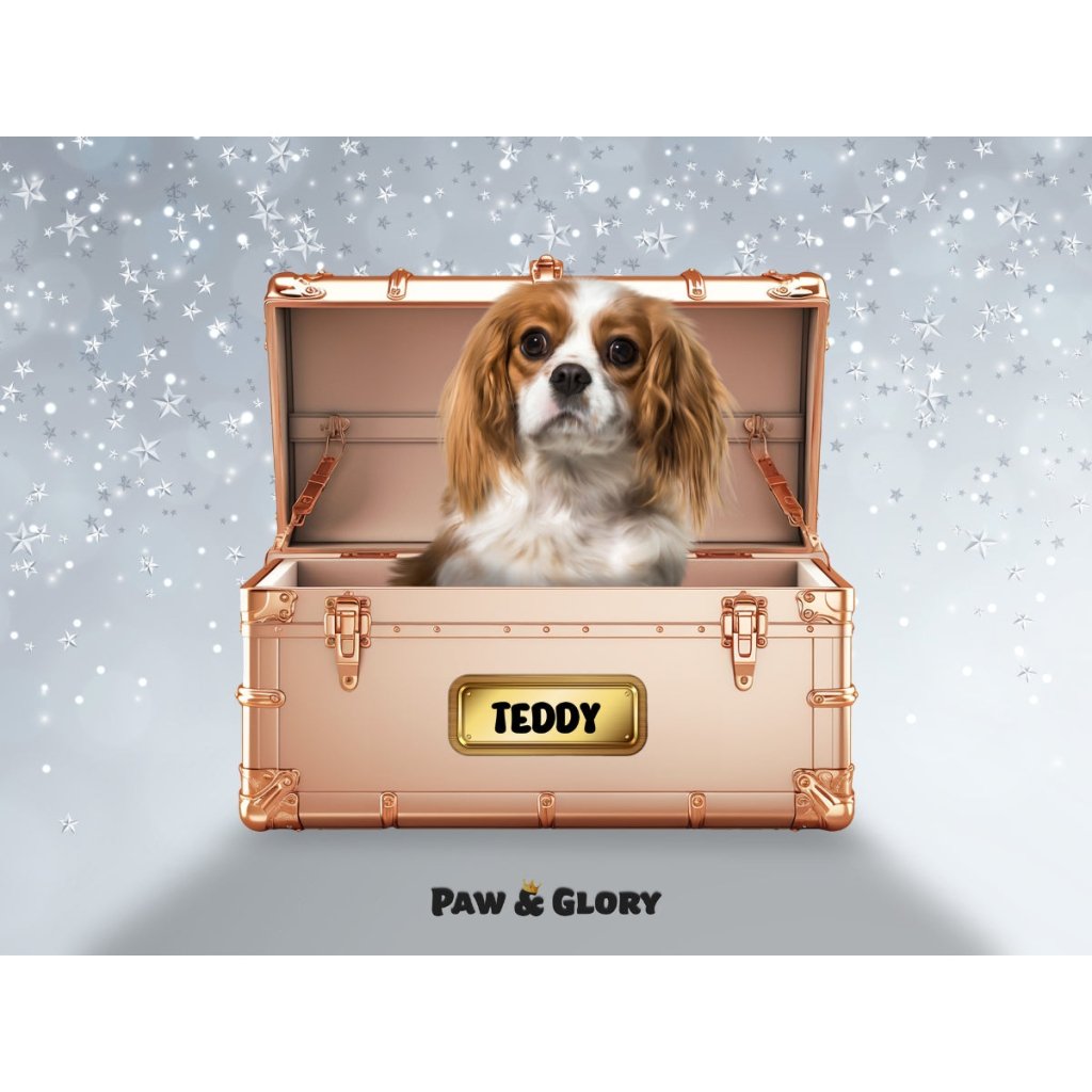 Pet Portraits | Golden Blush Luxury Trunk: Custom Digital Download Pet Portrait | Paw & Glory