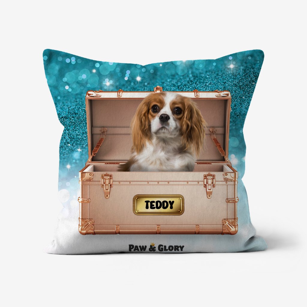 Pet Portraits | Golden Blush Luxury Trunk: Custom Pet Pillow | Paw & Glory