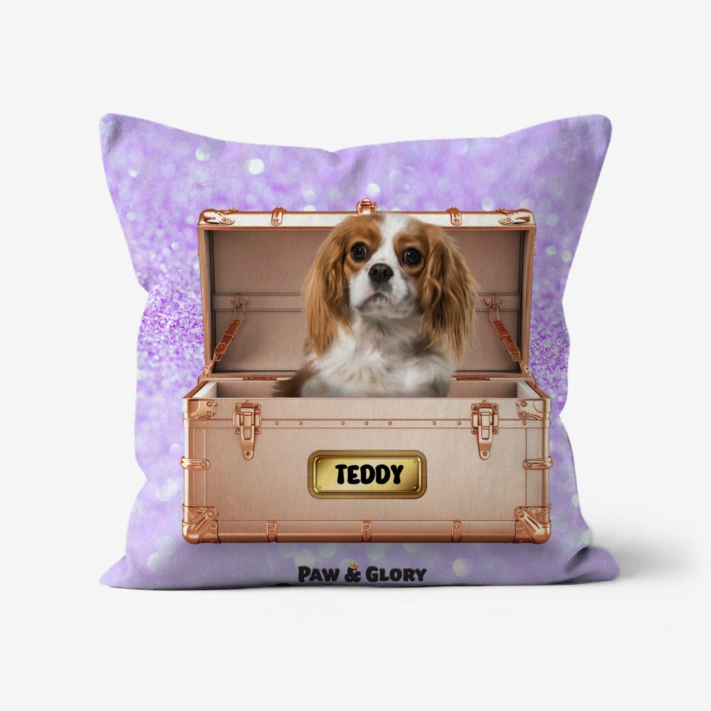 Pet Portraits | Golden Blush Luxury Trunk: Custom Pet Pillow | Paw & Glory