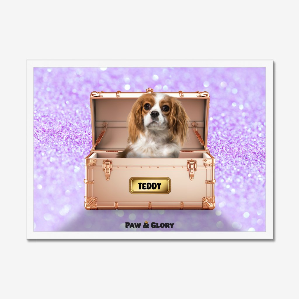 Golden Blush Luxury Trunk: Custom Pet Portrait - Paw & Glory - Dog Portraits - Pet Portraits