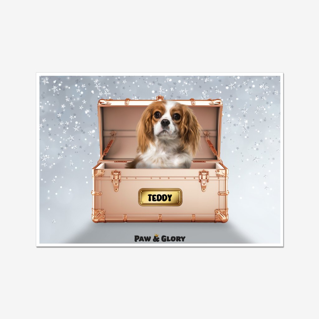 Pet Portraits | Golden Blush Luxury Trunk: Custom Pet Portrait | Paw & Glory