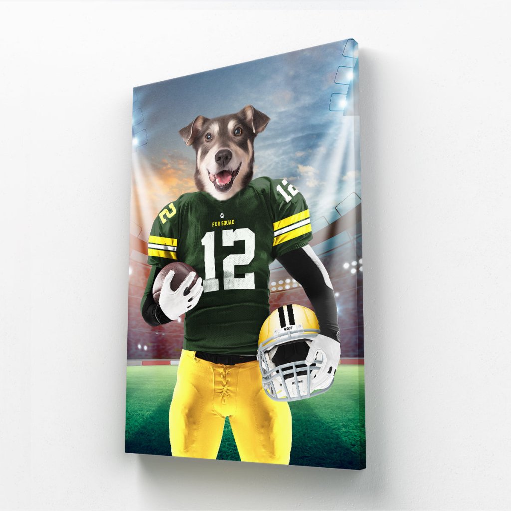 Pet Portraits | Green Paw Packers: Custom Pet Canvas | Paw & Glory
