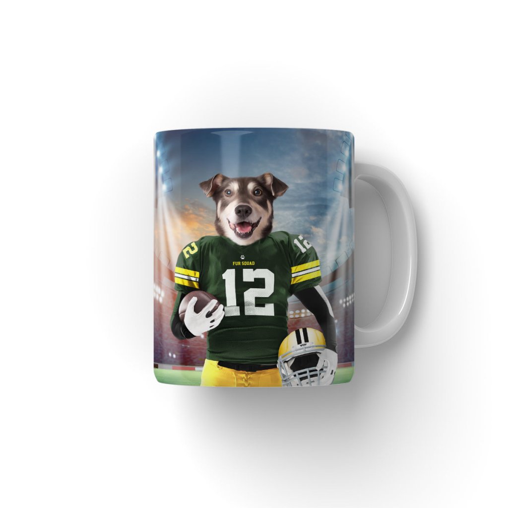 Pet Portraits | Green Paw Packers: Custom Pet Coffee Mug | Paw & Glory