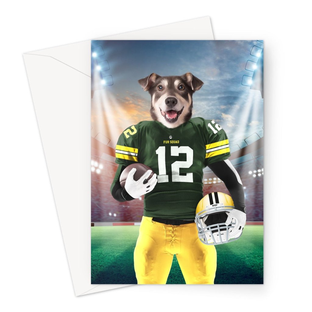 Pet Portraits | Green Paw Packers: Custom Pet Greeting Card | Paw & Glory