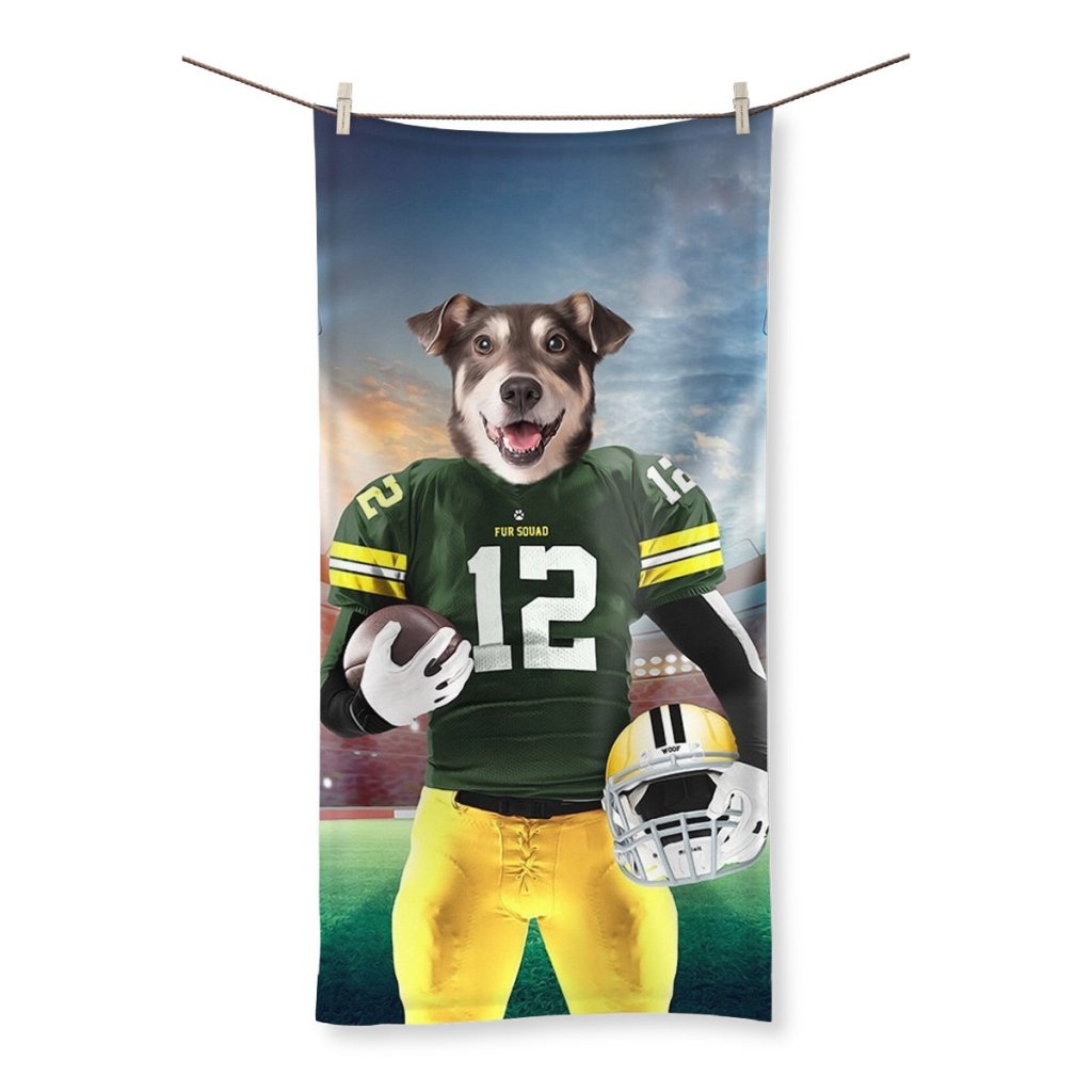 Green Paw Packers: Custom Pet Towel - Paw & Glory - Dog Portraits - Pet Portraits