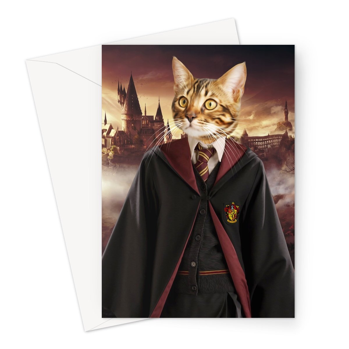 Pet Portraits | Gryffindor (Harry Potter Inspired): Custom Pet Greeting Card | Paw & Glory