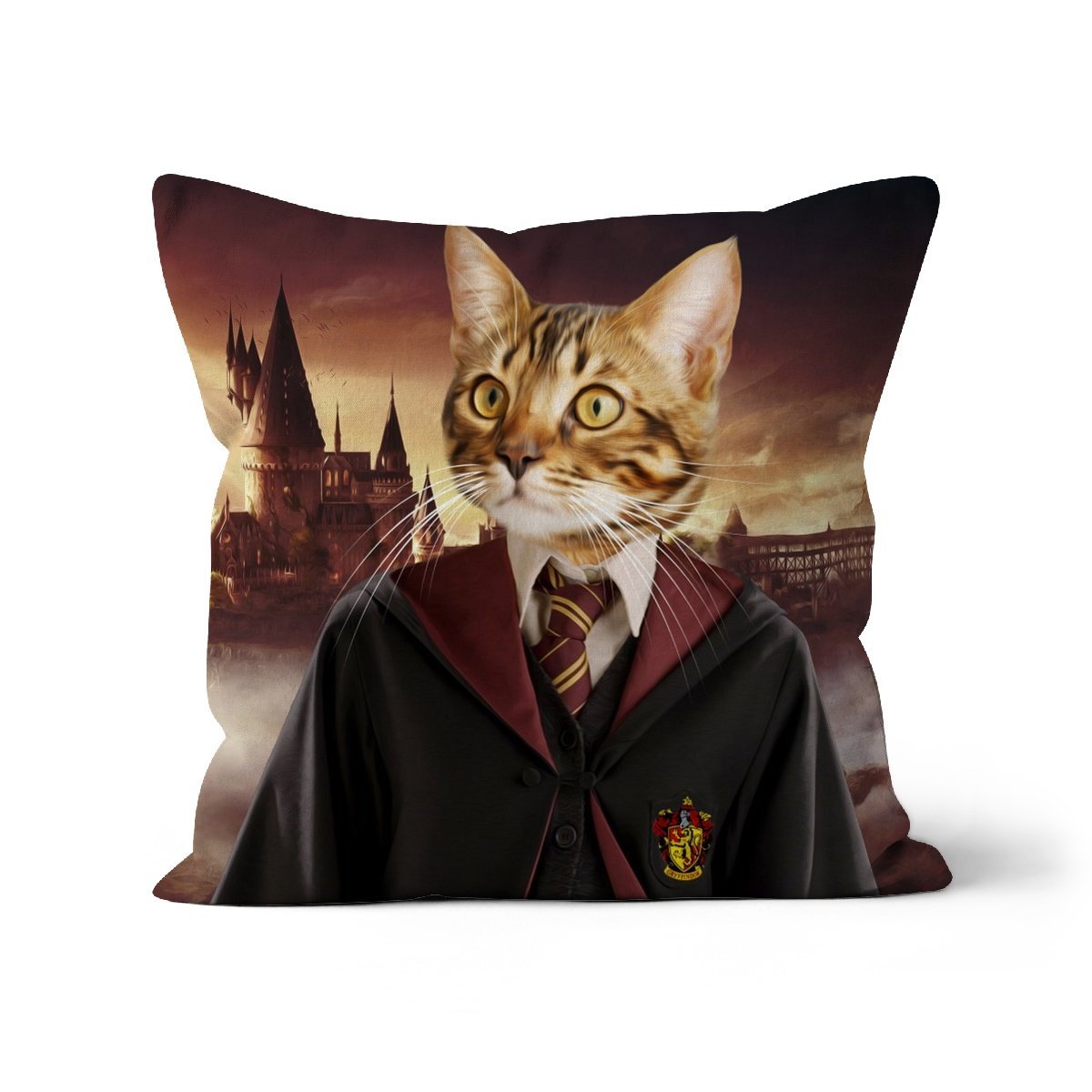 Pet Portraits | Gryffindor (Harry Potter Inspired): Custom Pet Pillow | Paw & Glory