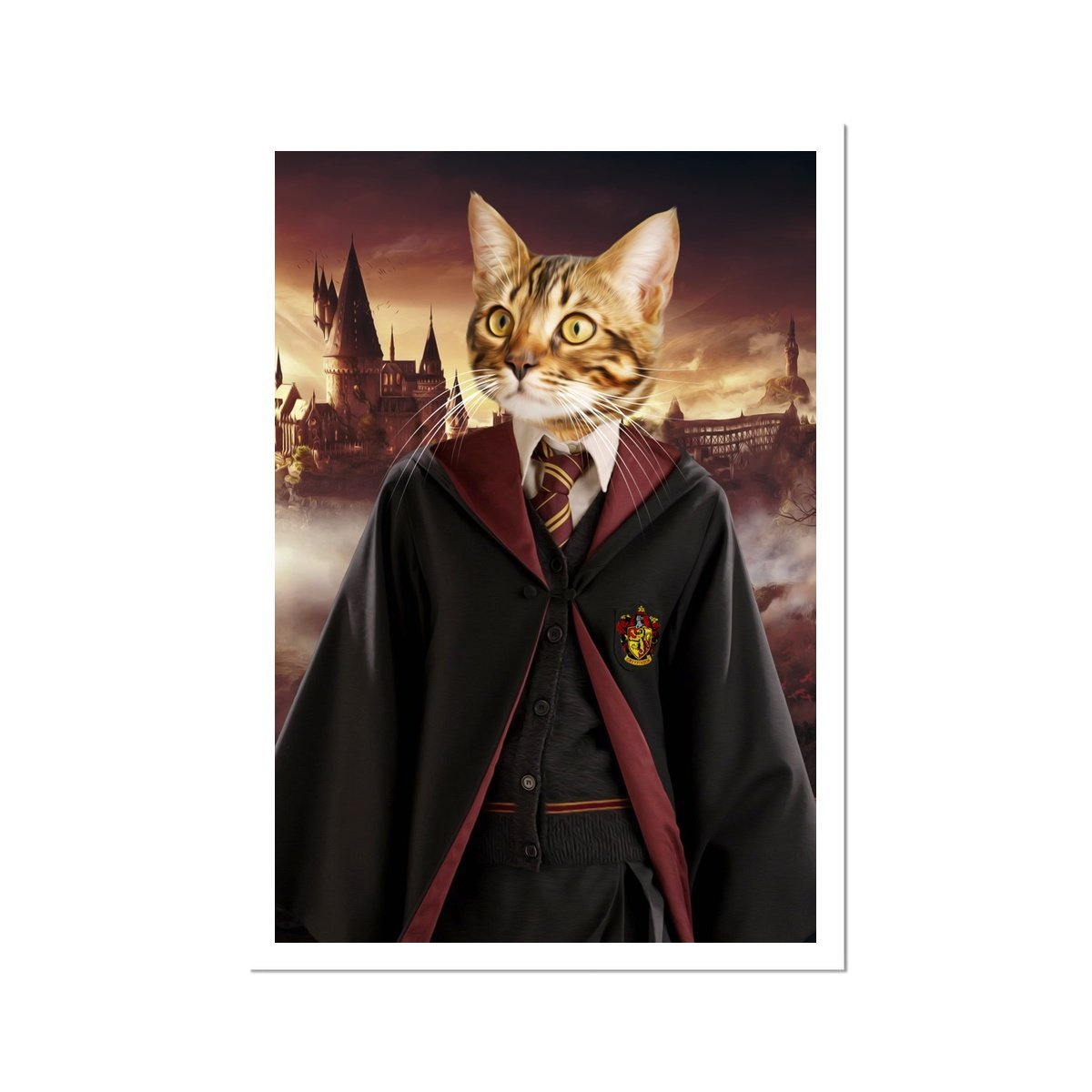 Pet Portraits | Gryffindor (Harry Potter Inspired): Custom Pet Portrait | Paw & Glory