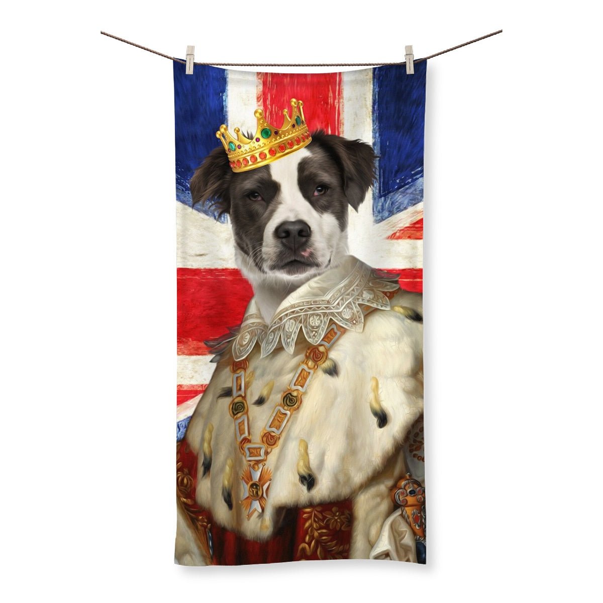 Pet Portraits | His Majesty British Flag: Custom Pet Towel | Paw & Glory