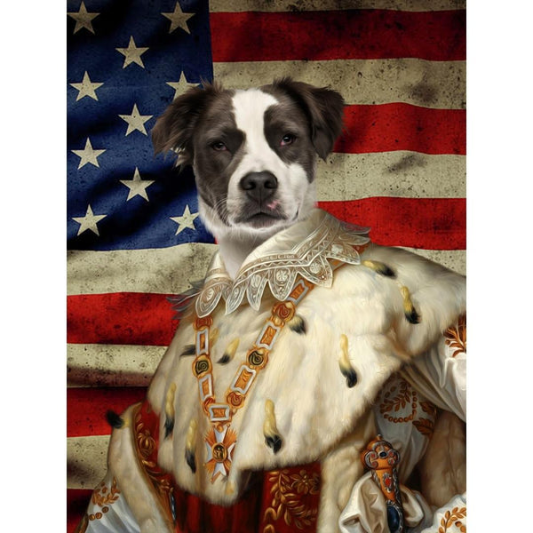 His Majesty USA Flag: Custom Digital Download Pet Portrait | royal pet portrait | Paw & Glory