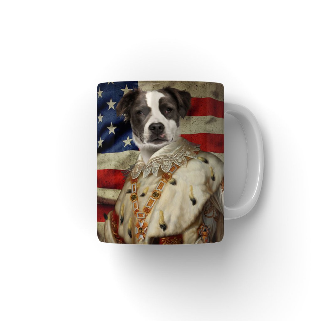 Pet Portraits | His Majesty USA Flag: Custom Pet Coffee Mug | Paw & Glory
