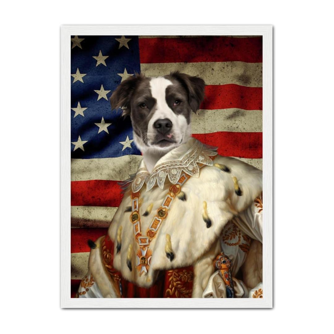 Pet Portraits | His Majesty USA Flag: Custom Pet Portrait | Paw & Glory