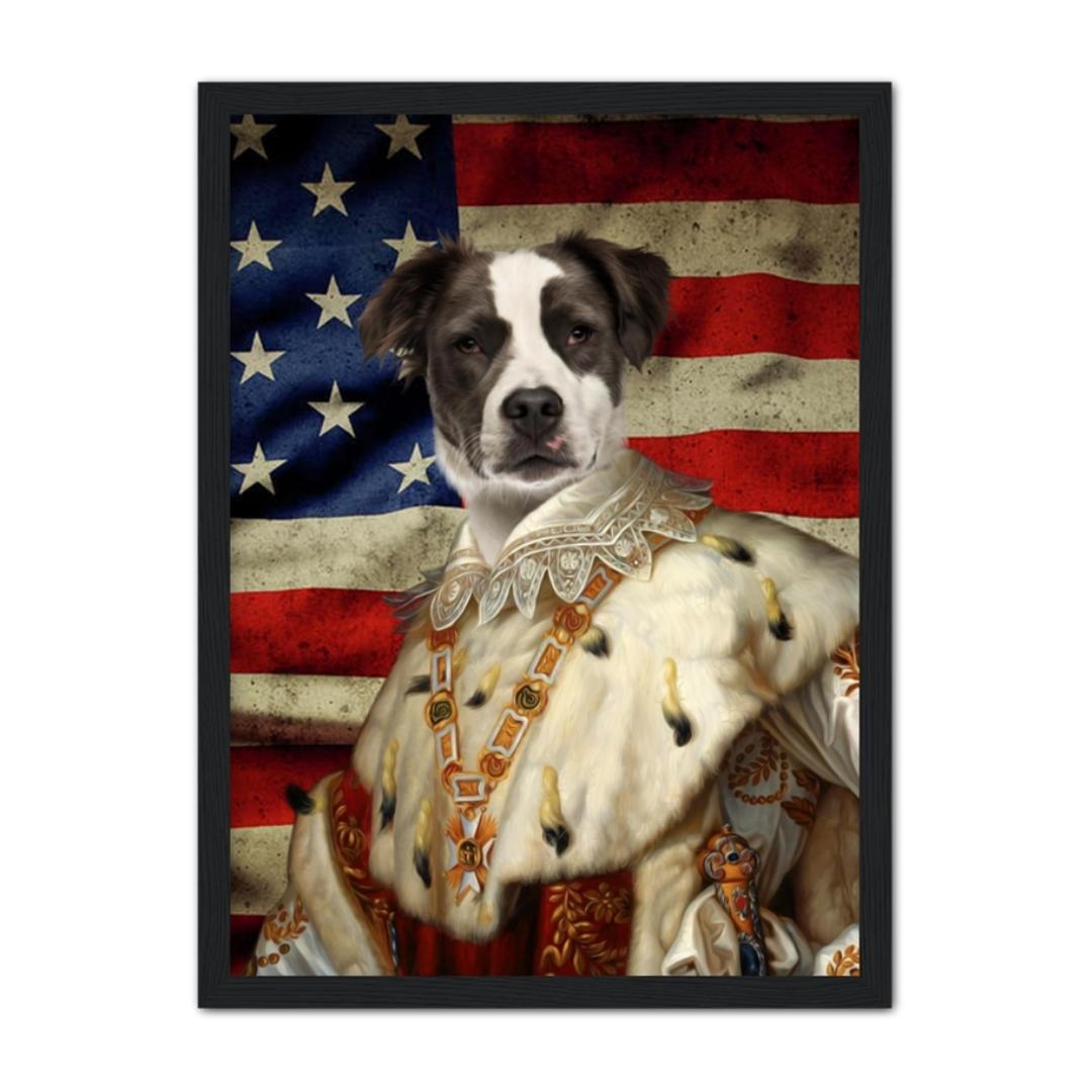 Pet Portraits | His Majesty USA Flag: Custom Pet Portrait | Paw & Glory