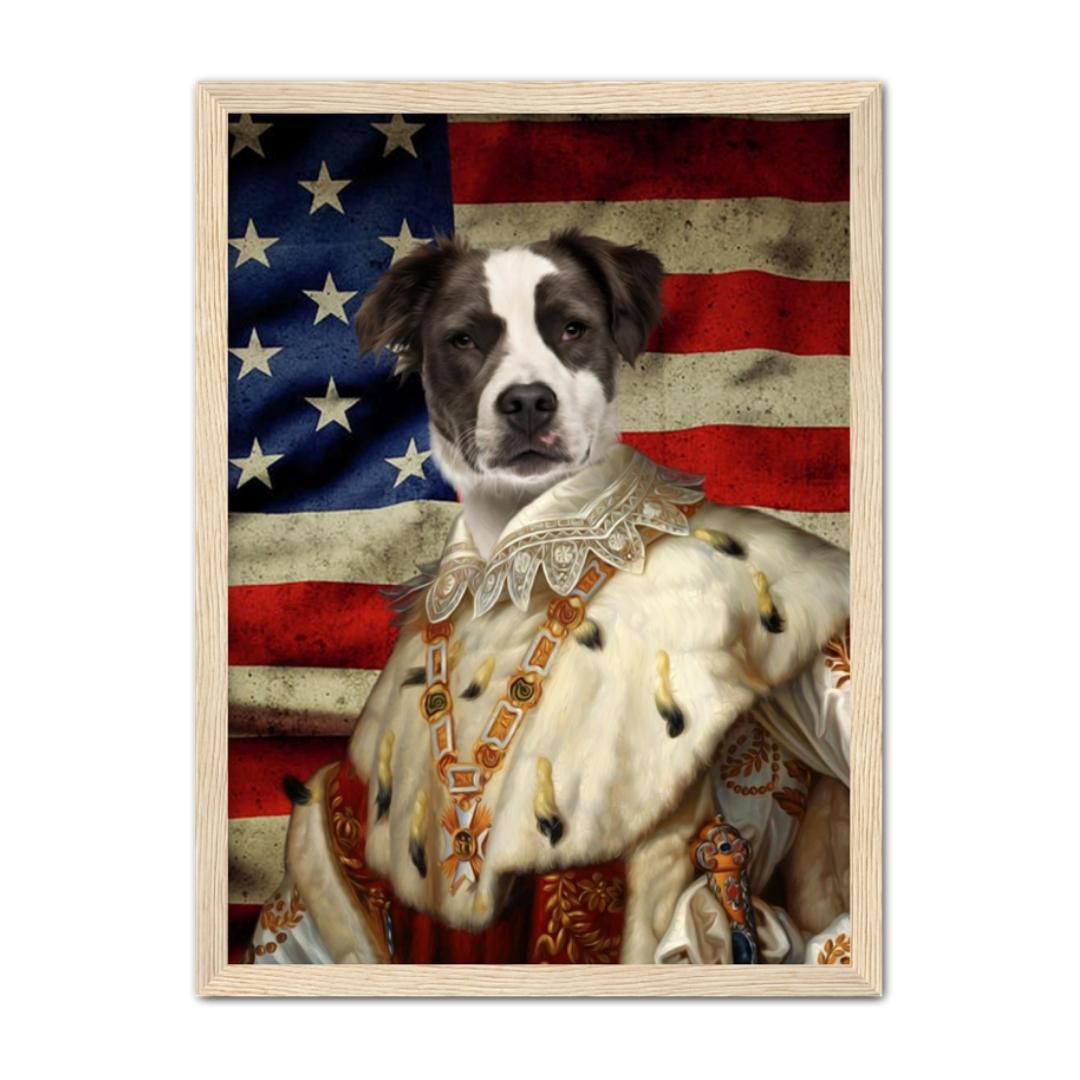 Pet Portraits | His Majesty USA Flag: Custom Pet Portrait | Paw & Glory