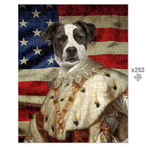 His Majesty USA Flag: Custom Pet Puzzle - Paw & Glory - Dog Portraits - Pet Portraits