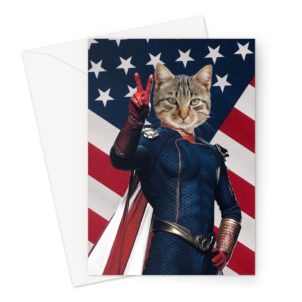Pet Portraits | Homelander (The Boys Inspired): Custom Pet Greeting Card | Paw & Glory