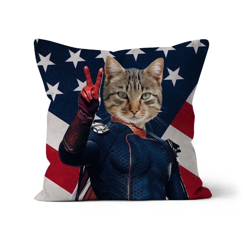Pet Portraits | Homelander (The Boys Inspired): Custom Pet Pillow | Paw & Glory