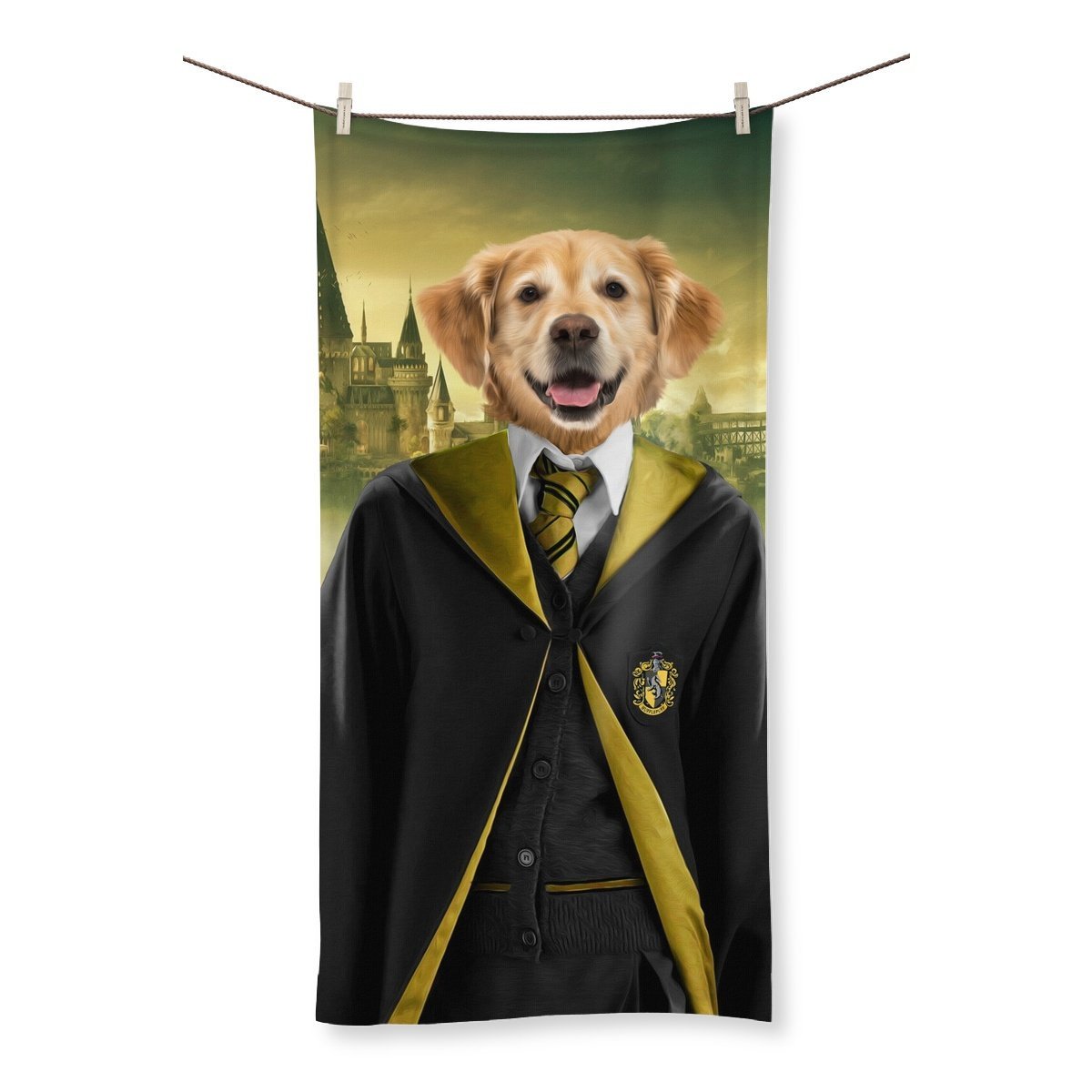Pet Portraits | Hufflepuff (Harry Potter Inspired): Custom Pet Towel | Paw & Glory