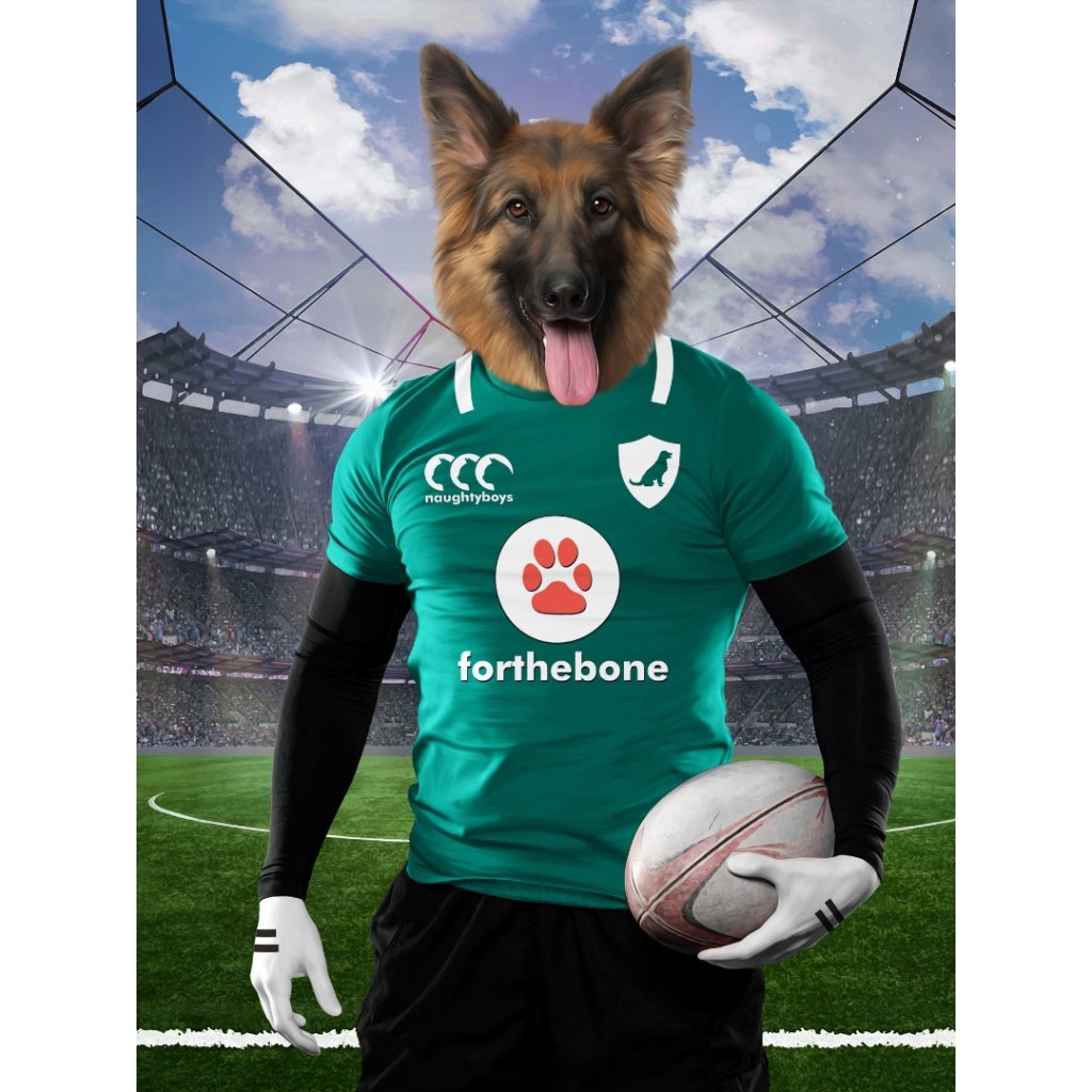 Pet Portraits | Ireland Rugby Team: Custom Digital Pet Portrait | Paw & Glory