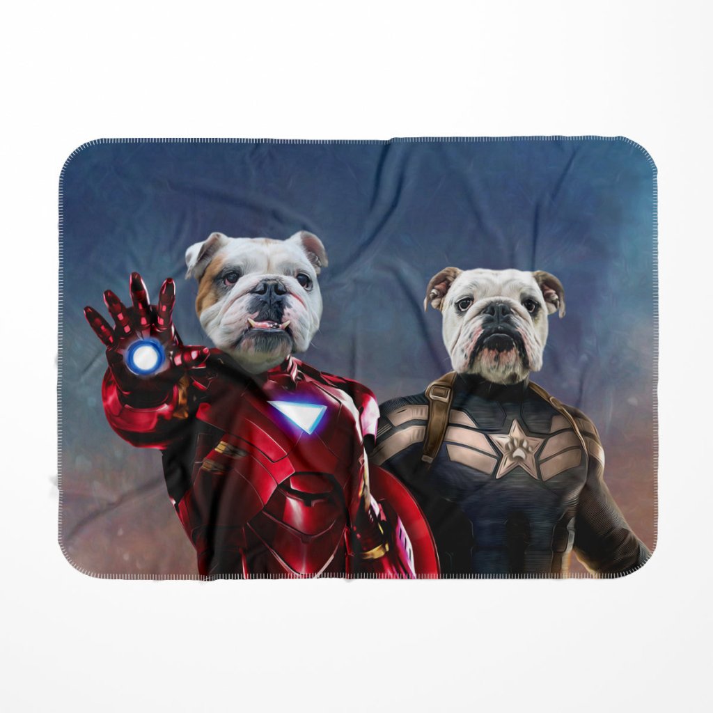 Pet Portraits | Iron Paw & Captain Pawmerica: Custom Pet Blanket | Paw & Glory