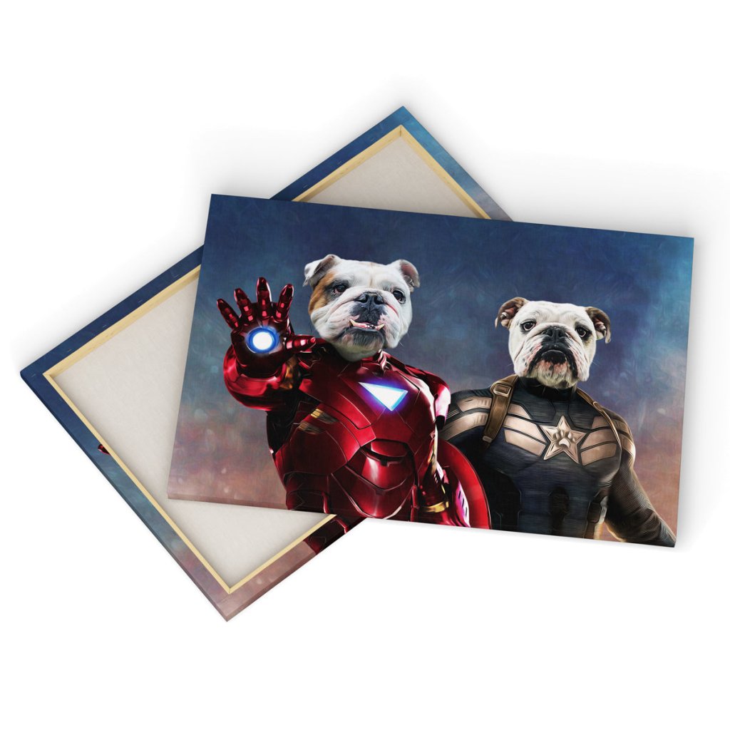 Pet Portraits | Iron Paw & Captain Pawmerica: Custom Pet Canvas | Paw & Glory