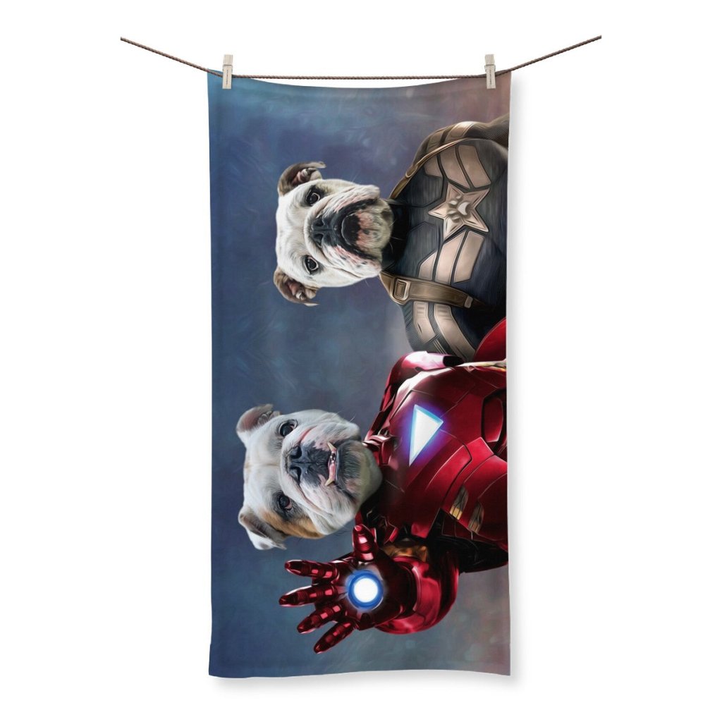 Pet Portraits | Iron Paw & Captain Pawmerica: Custom Pet Towel | Paw & Glory