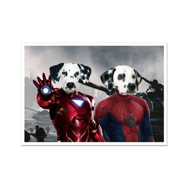 Armoured And Web Heroes Custom Pet Poster | Pet Portrait Print | Paw & Glory