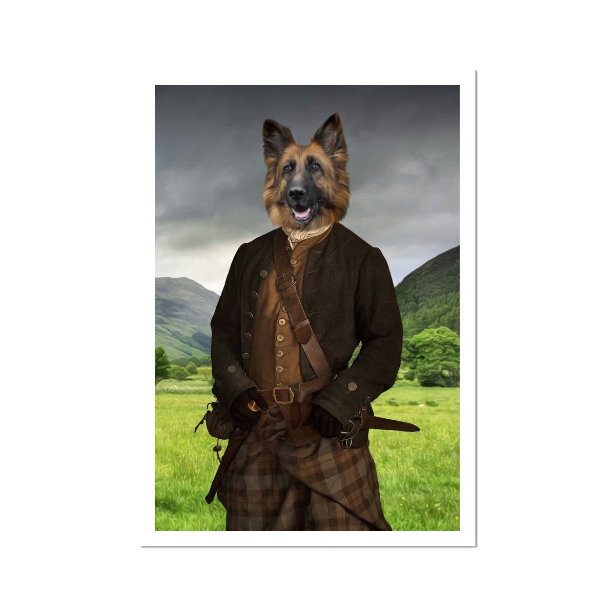 Highland Gentleman Custom Pet Poster | Custom Pet Portrait Print | Paw & Glory