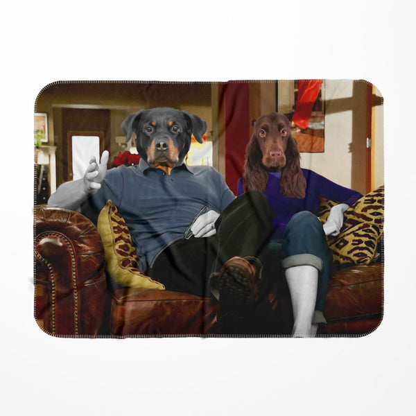 Family Sitcom Couple Custom Pet Blanket | Personalized Pet Gift | Paw & Glory