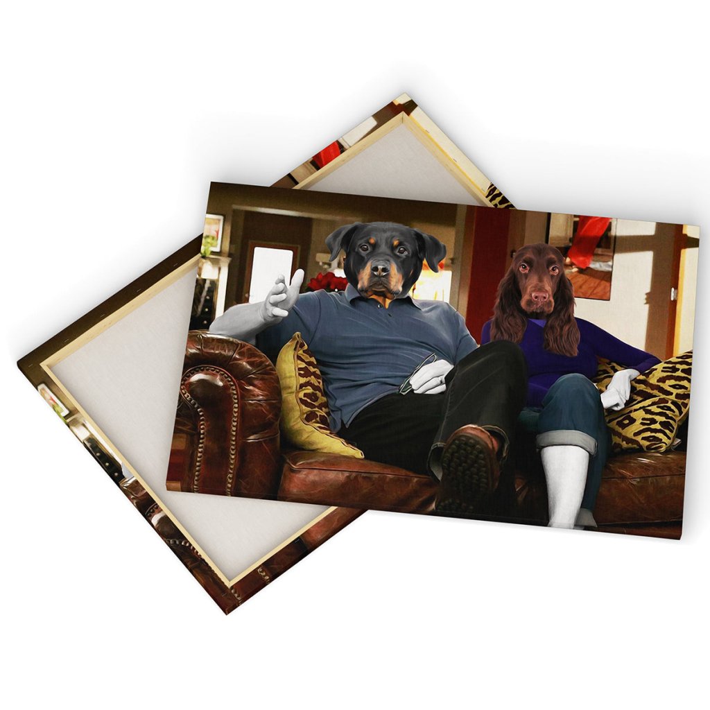 Family Sitcom Couple Custom Pet Canvas | Custom Pet Portrait Canvas | Paw & Glory