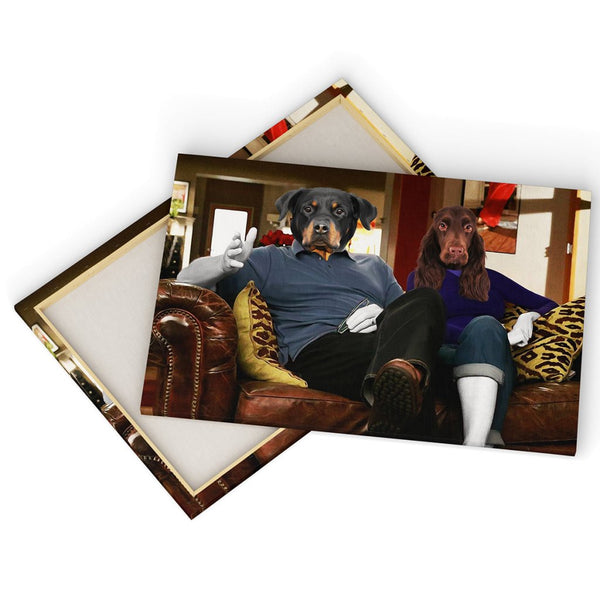 Family Sitcom Couple Custom Pet Canvas | Custom Pet Portrait Canvas | Paw & Glory