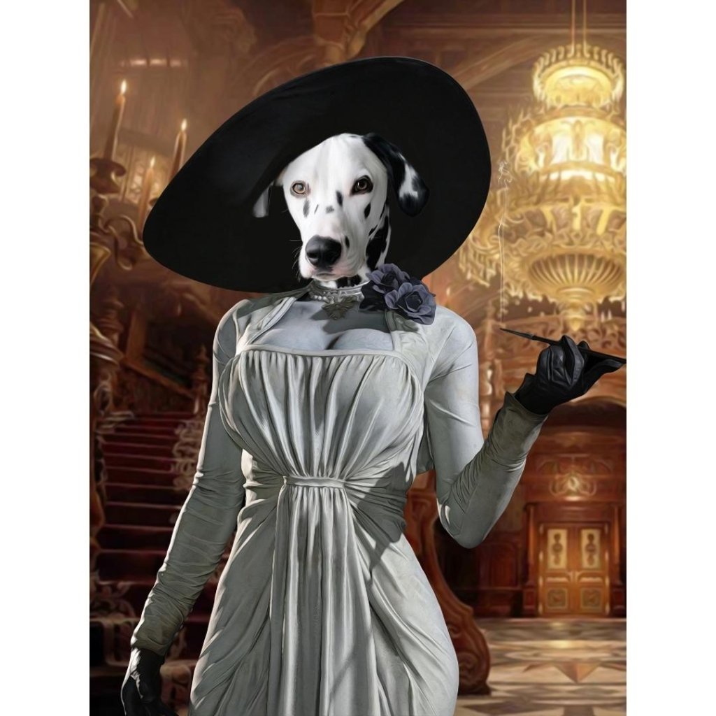 Pet Portraits | Lady Dimitrescu (Resident Evil Inspired): Custom Digital Download Pet Portrait | Paw & Glory