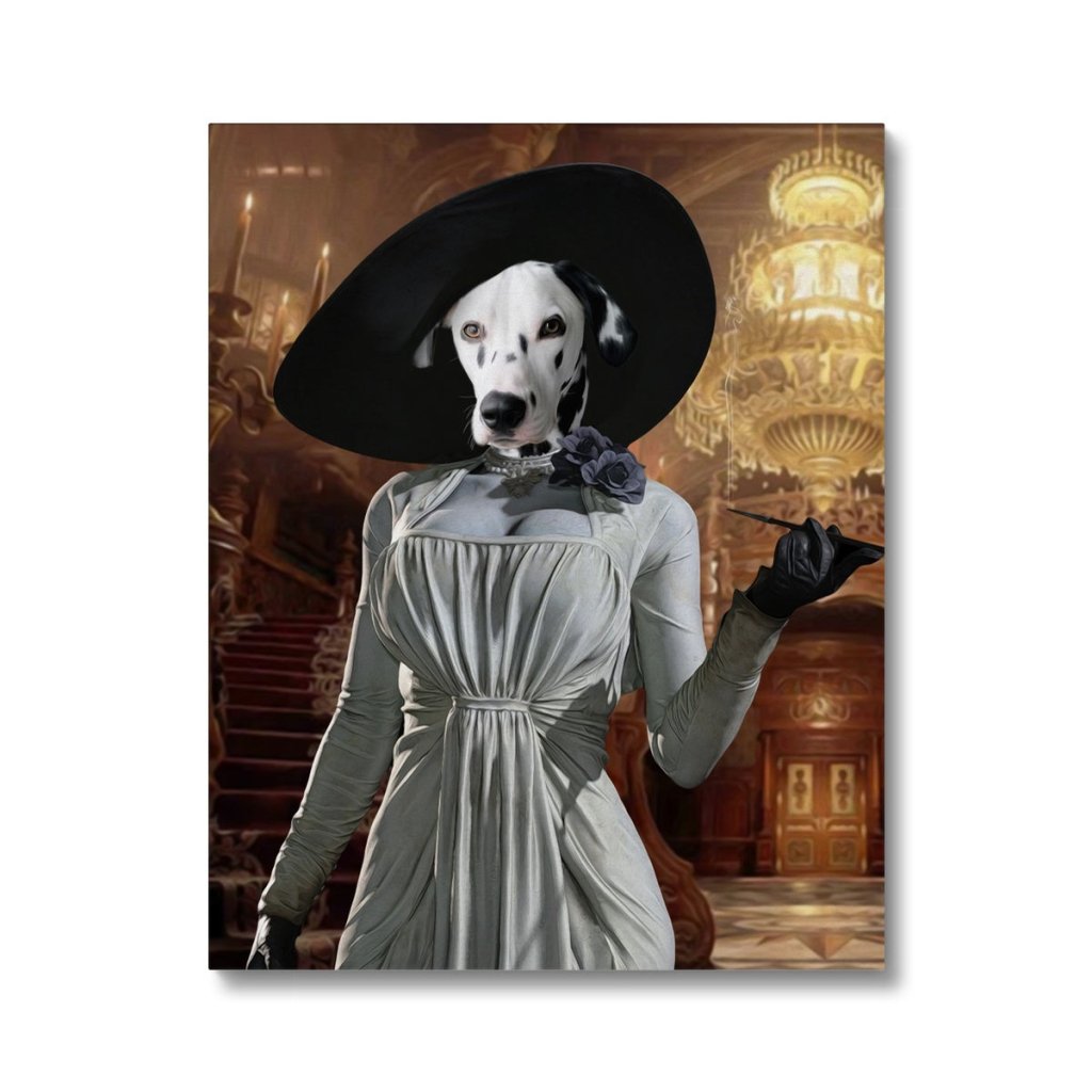 Pet Portraits | Lady Dimitrescu (Resident Evil Inspired): Custom Pet Canvas | Paw & Glory
