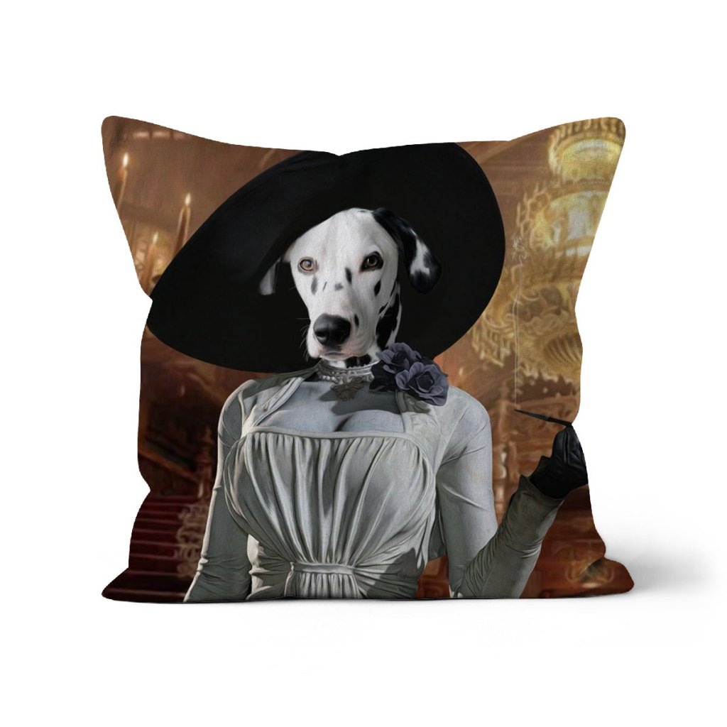 Pet Portraits | Lady Dimitrescu (Resident Evil Inspired): Custom Pet Pillow | Paw & Glory