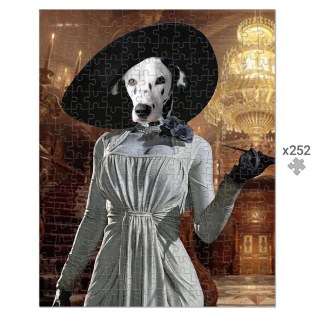 Pet Portraits | Lady Dimitrescu (Resident Evil Inspired): Custom Pet Puzzle | Paw & Glory
