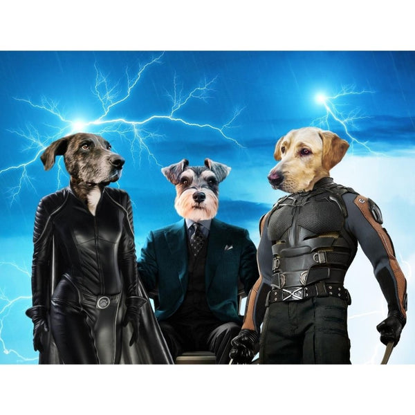 Comic Hero Trio Custom Digital Download Pet Portrait | Pet Portrait From Photo | Paw & Glory