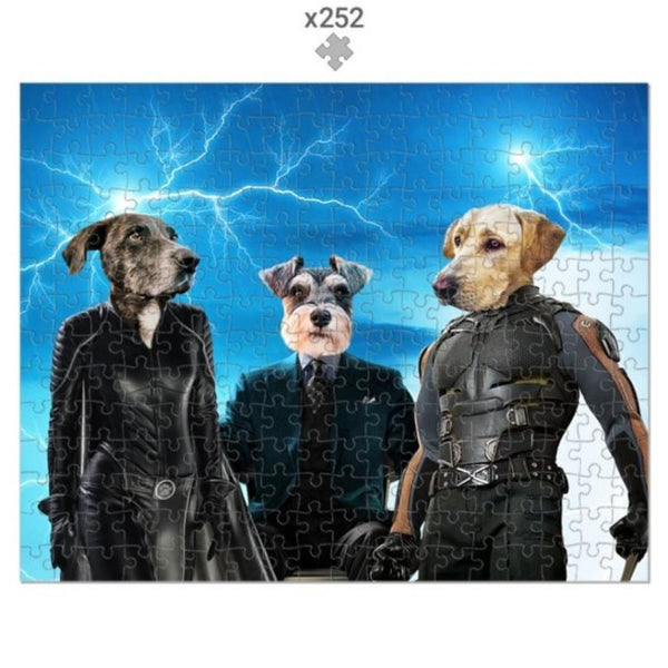 Comic Hero Trio Custom Pet Puzzle | Funny Pet Portrait | Paw & Glory