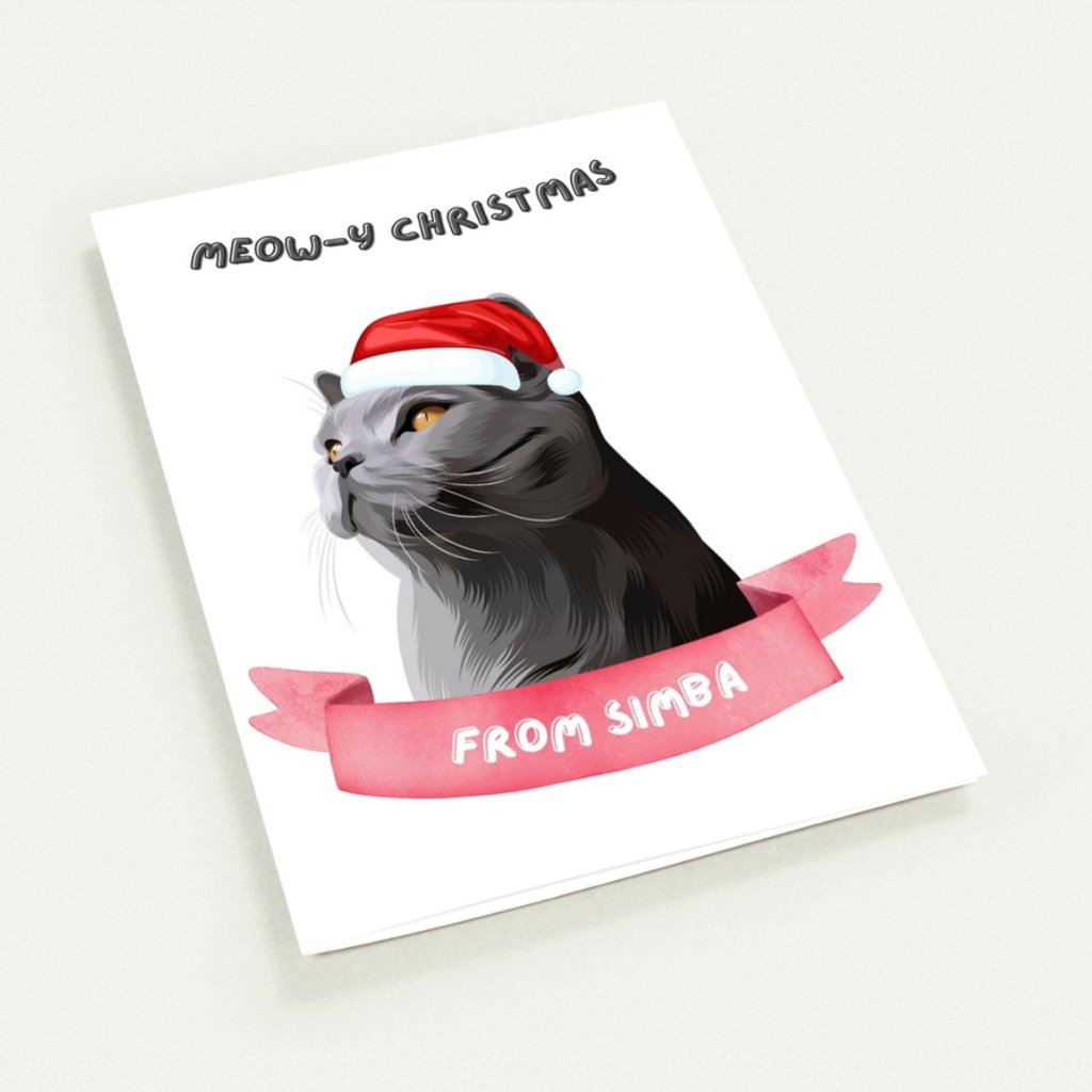 Pet Portraits | Meowy Christmas Modern Cat Greetings Cards | Paw & Glory