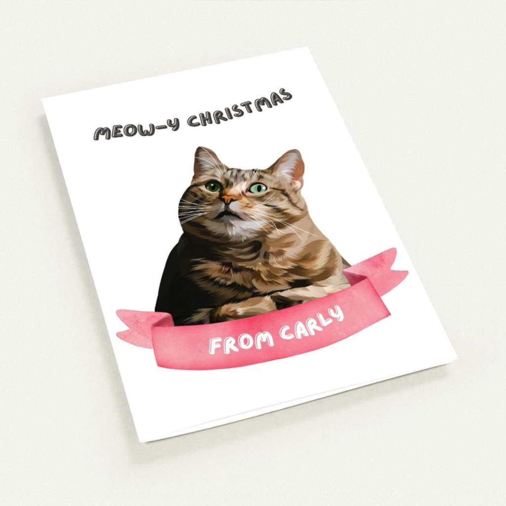 Pet Portraits | Meowy Christmas Modern Cat Greetings Cards | Paw & Glory