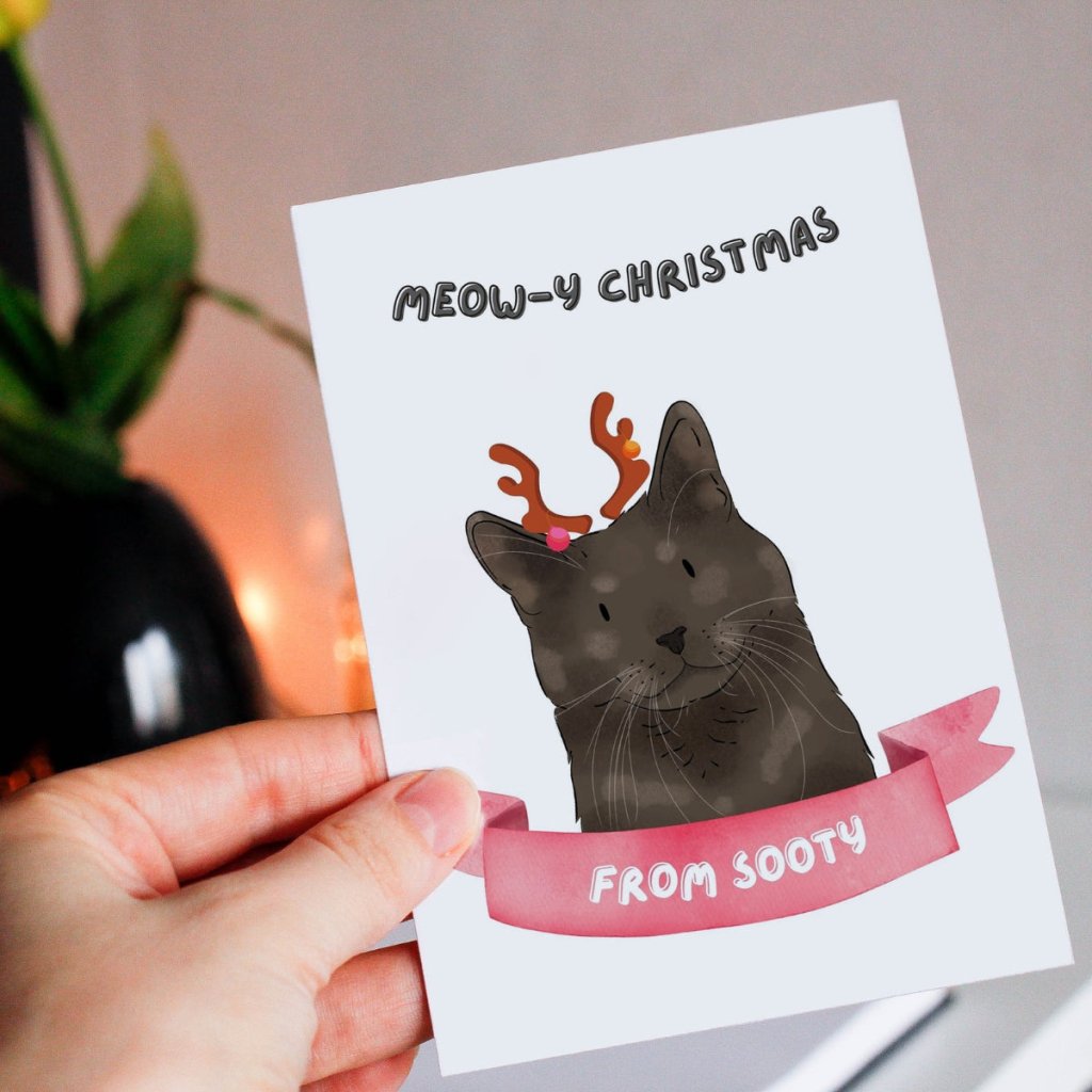 Pet Portraits | Meowy Christmas Watercolour Cat Greetings Cards | Paw & Glory