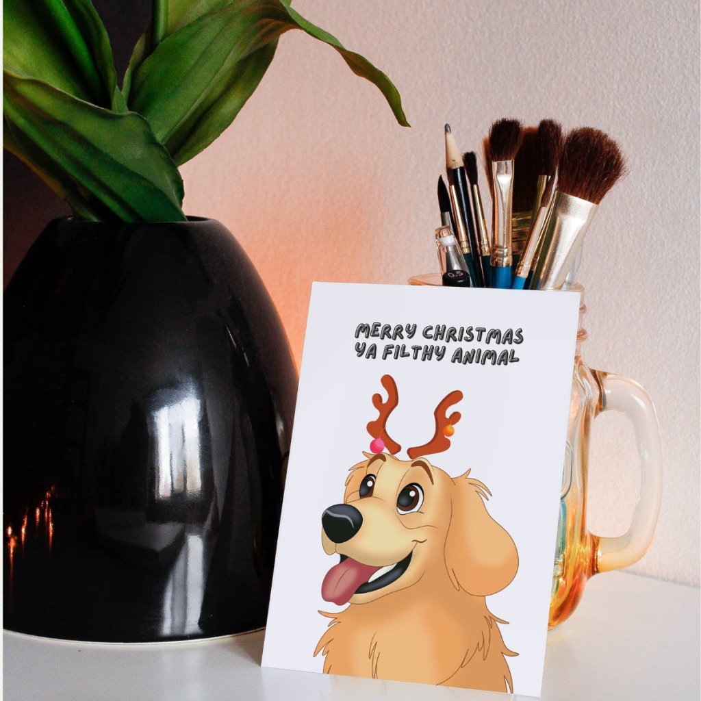 Pet Portraits | Merry Christmas Ya Filthy Animal Cartoon Greetings Cards | Paw & Glory