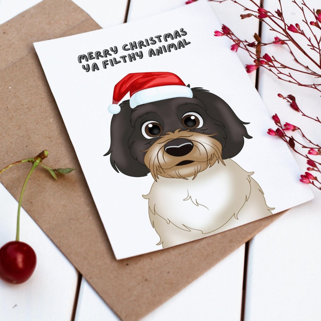 Pet Portraits | Merry Christmas Ya Filthy Animal Cartoon Greetings Cards | Paw & Glory