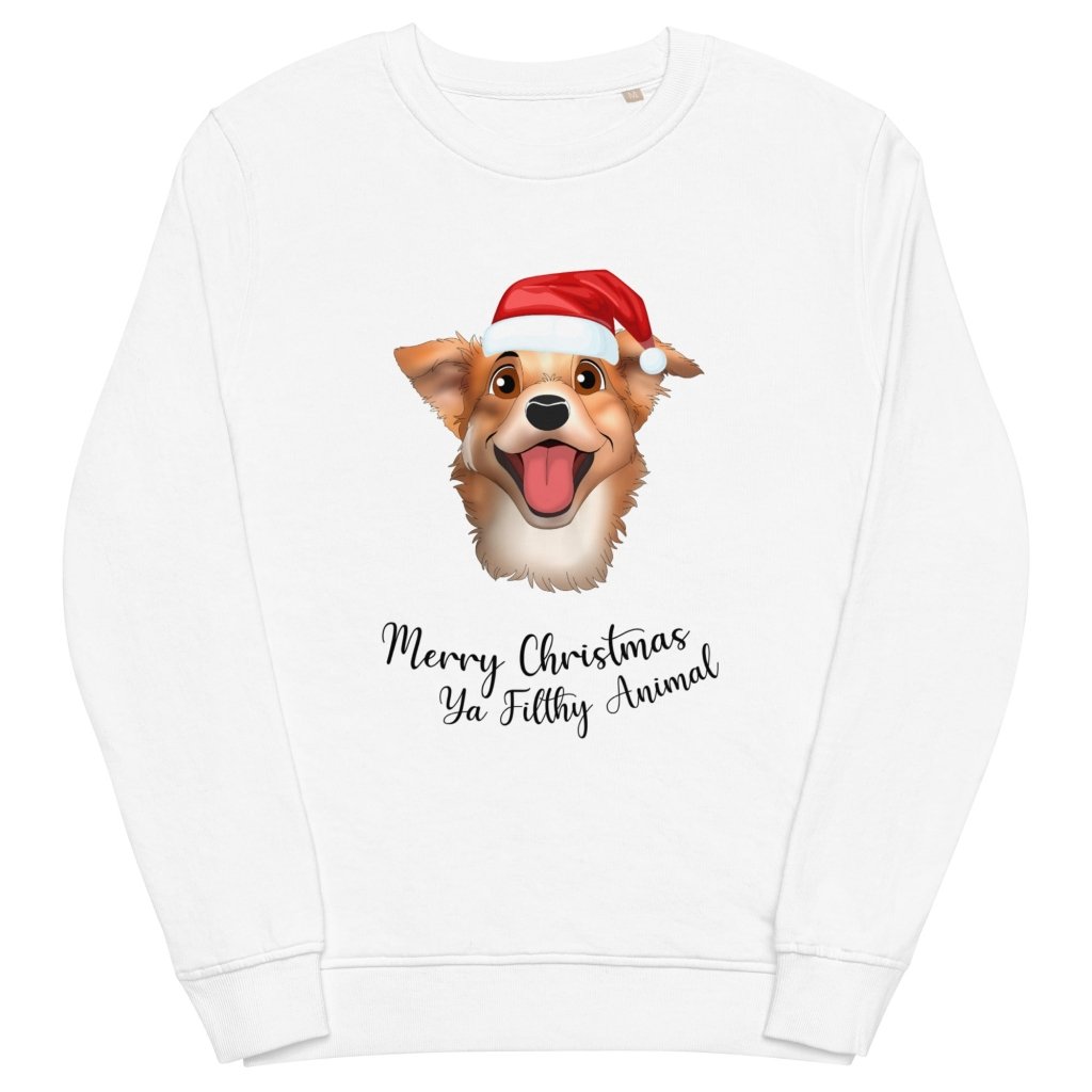 Pet Portraits | Merry Christmas Ya Filthy Animal Cartoon Pet Face Sweatshirt | Paw & Glory