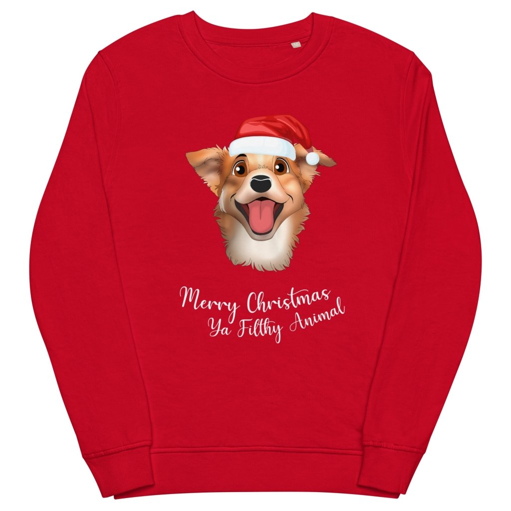 Pet Portraits | Merry Christmas Ya Filthy Animal Cartoon Pet Face Sweatshirt | Paw & Glory